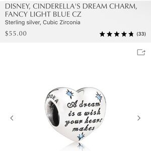 Pandora Disney Cinderella Heart Charm with Light Blue Star Accents